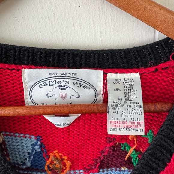 Eagle’s Eye Vintage Teacher Schoolhouse Hand Knit Cardigan Sweater L Large - Picture 2 of 4